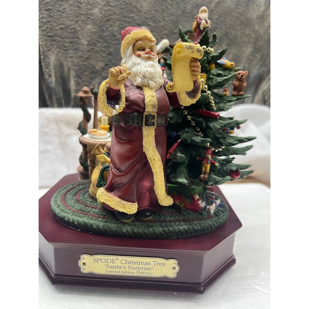 San Francisco Music Box Co Spode SANTA'S SURPRISE Limited Edition Musical Decor